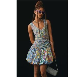 New Anthropologie Plenty by Tracy Reese V-Neck Bubble Dress $230 XSP Abstract